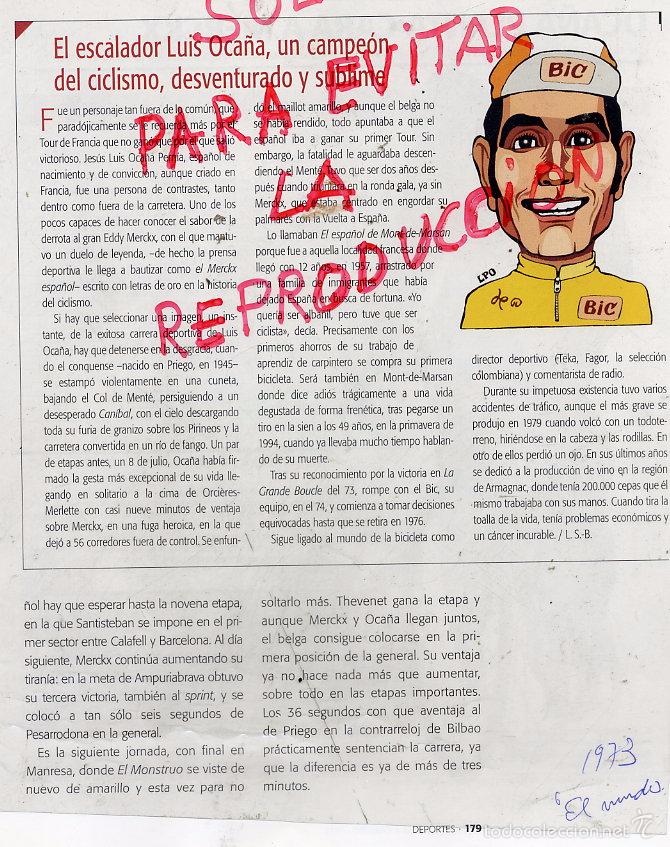 Coleccionismo de revistas y peri&oacute;dicos: CICLISMO LUIS OCA&Ntilde;A  BIC 1973 UN CAMPEON 4 HOJAS REVISTA