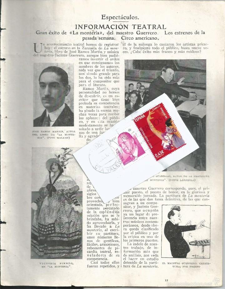 Sammeln von Zeitschriften und Zeitungen: PAGINA DESENC BLANCO Y NEGRO FEB 1923. 4 PAG. INFORMACION TEATRO. MAESTRO GUERRERO.LA MONTERIA