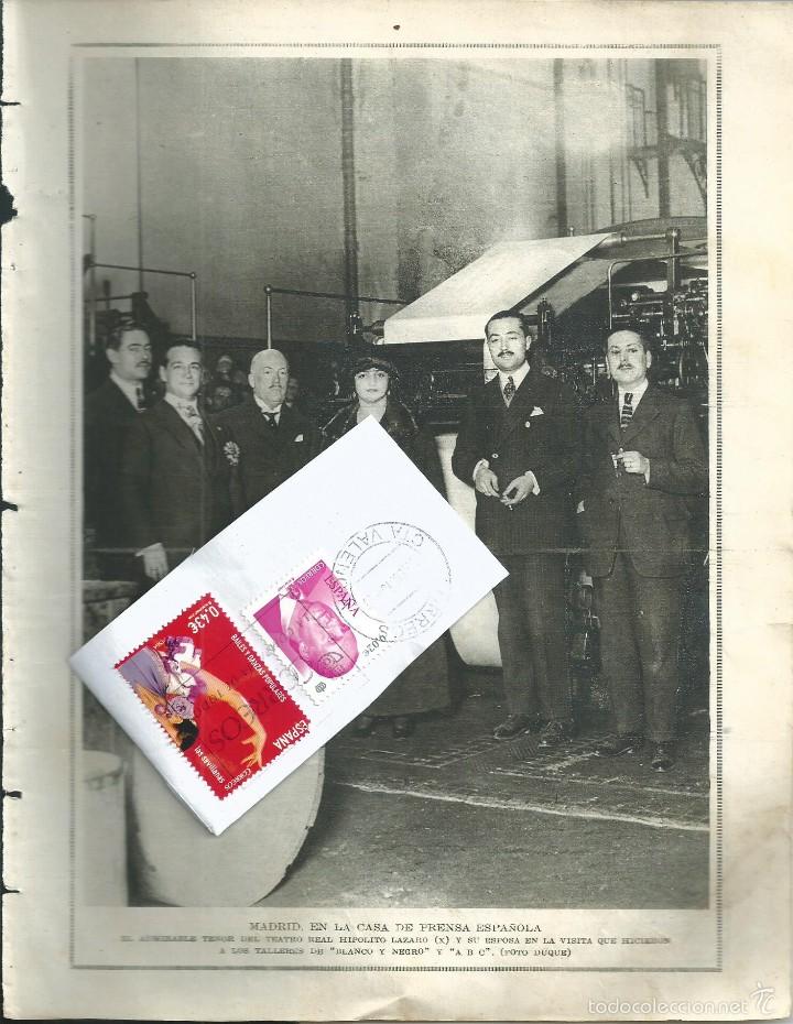Colecionismo de Revistas e Jornais: PAGINA DESENC BLANCO Y NEGRO FEB 1923.N&ordm; 1656. 2 PAG. TENOR HIPOLITO LAZARO.ALGECIRAS LLOYD GEORGE