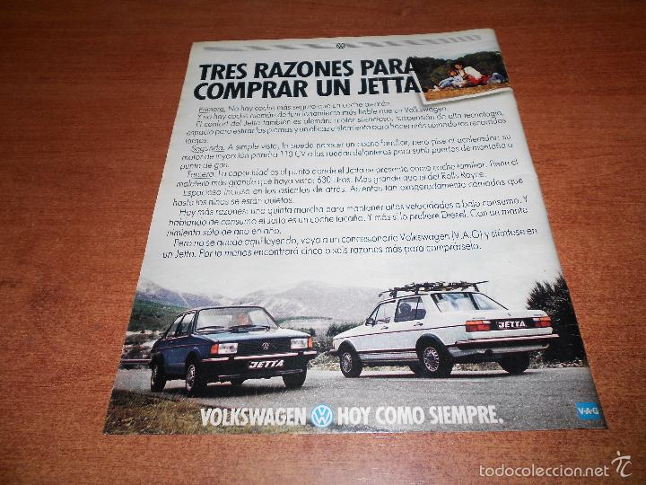 Coleccionismo de Revistas y Peri&oacute;dicos: RECORTE DE PRENSA 1982: PUBLICIDAD VOLKSWAGEN JETTA