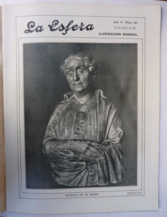 Collezionismo di Riviste e Giornali: LA ESFERA. A&Ntilde;O V N&ordm; 217. 23 FEBRERO 1918. PORTADAS PICARI&Ntilde;A DE JUAN LUIS, ESCULTURA