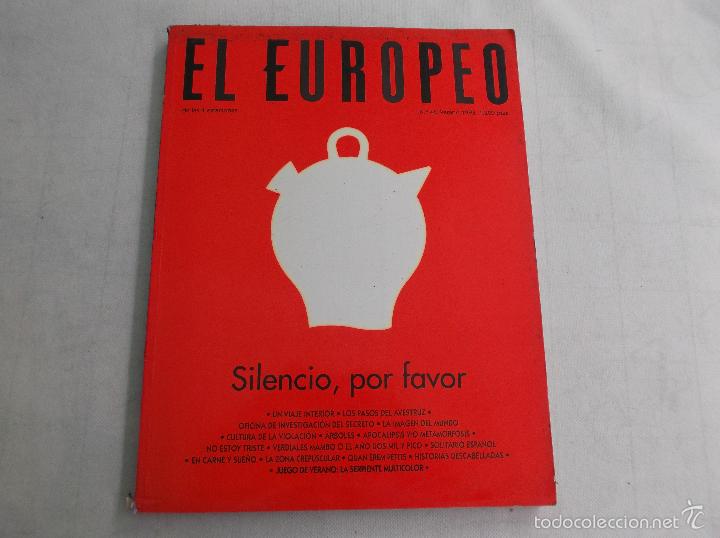 Coleccionismo de revistas y peri&oacute;dicos: El europeo n&ordm; 46, silencio por favor, un viaje interior, cultura de la violaci&oacute;n, la imagen