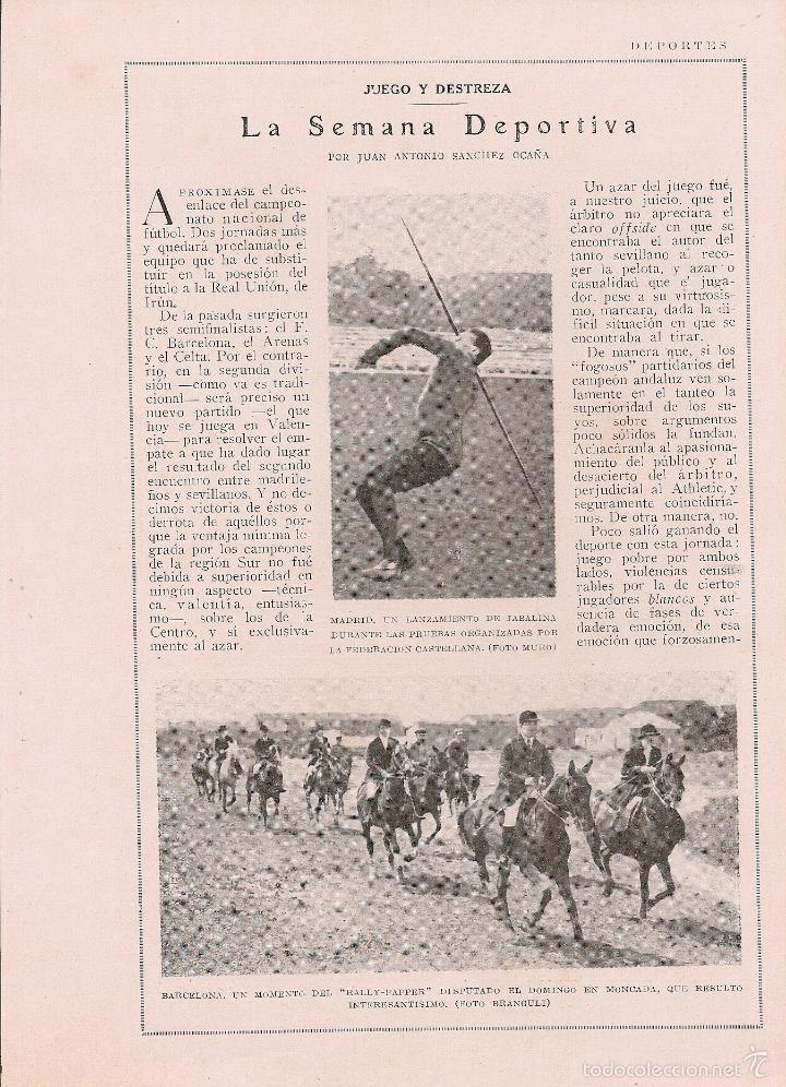 Collezionismo di Riviste e Giornali: * DEPORTES * Lanzamiento de jabalina, f&uacute;tbol Sevilla &ndash; Athletic, ski en Guadarrama... - 1925