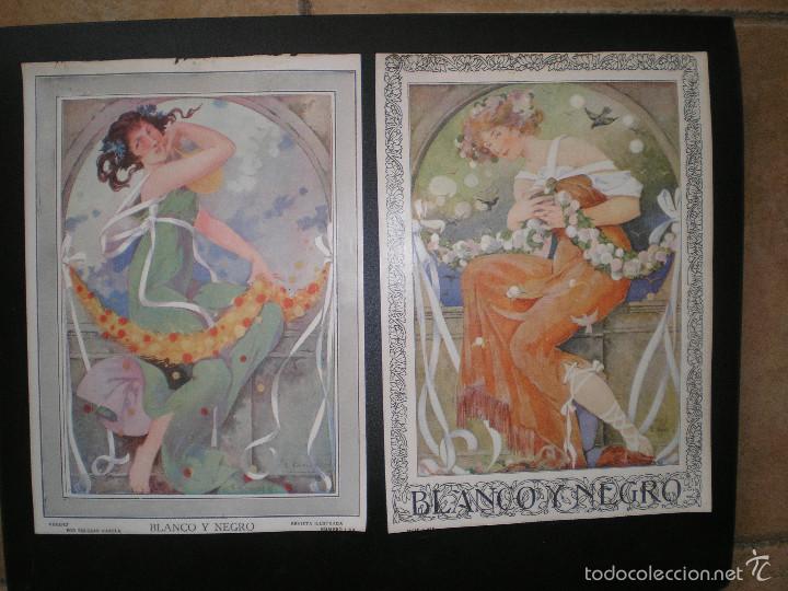 Coleccionismo de revistas y peri&oacute;dicos: 4 ILUSTRACIONES DE LA REV. 'Blanco y Negro' La cupletista de moda, El perro favorito, etc