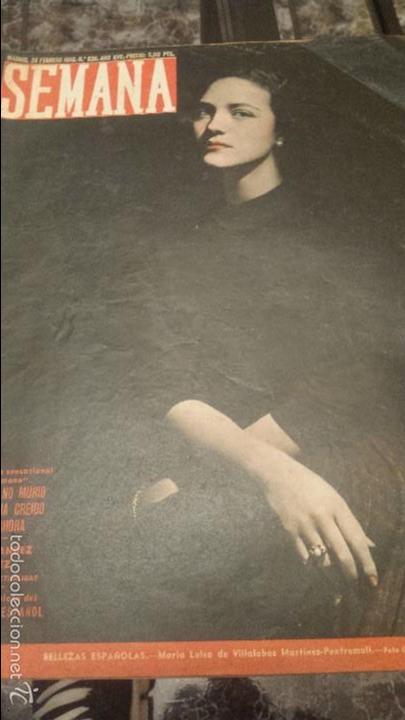 Coleccionismo de Revistas y Peri&oacute;dicos: REVISTA SEMANA N&ordm; 836 28 FEBRERO 1956 MARIA LUISA DE VILLALOBOS MARTINEZ-PONTREMULL