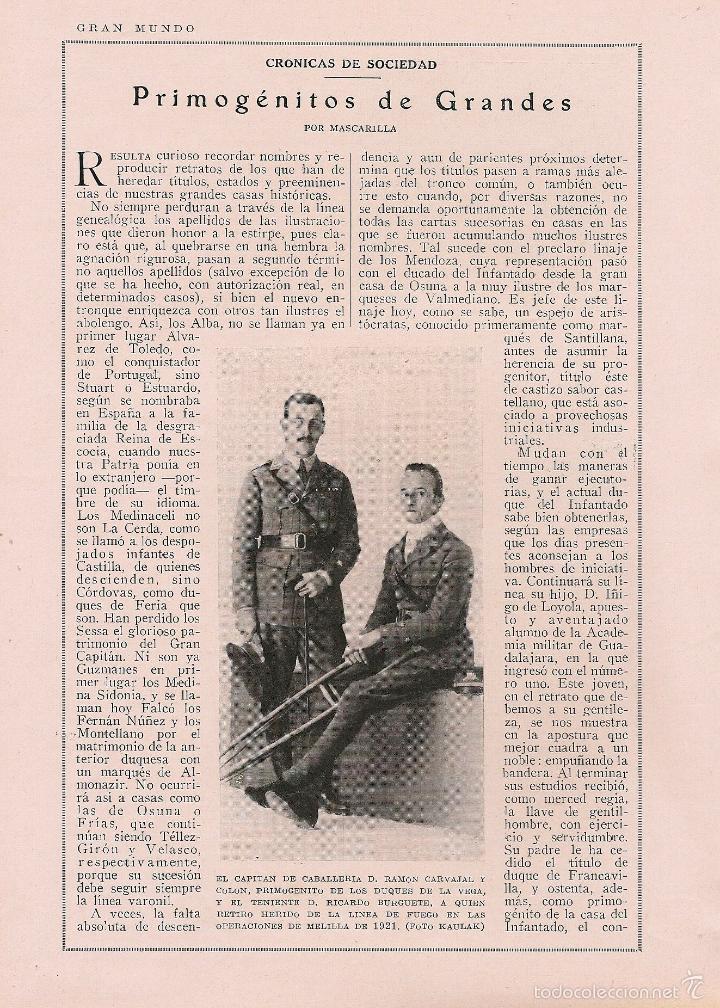 Coleccionismo de revistas y peri&oacute;dicos: Primog&eacute;nitos de grandes / Mascarilla ( Ram&oacute;n Carvajal y Col&oacute;n, Roca de Togores - 1925