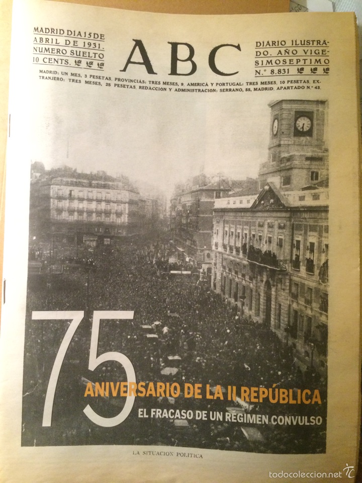 Coleccionismo de Revistas y Peri&oacute;dicos: EDU8 - ABC Especial 75 aniversario de la II Rep&uacute;blica, resumen de 1931 a 1936 , 36 pp