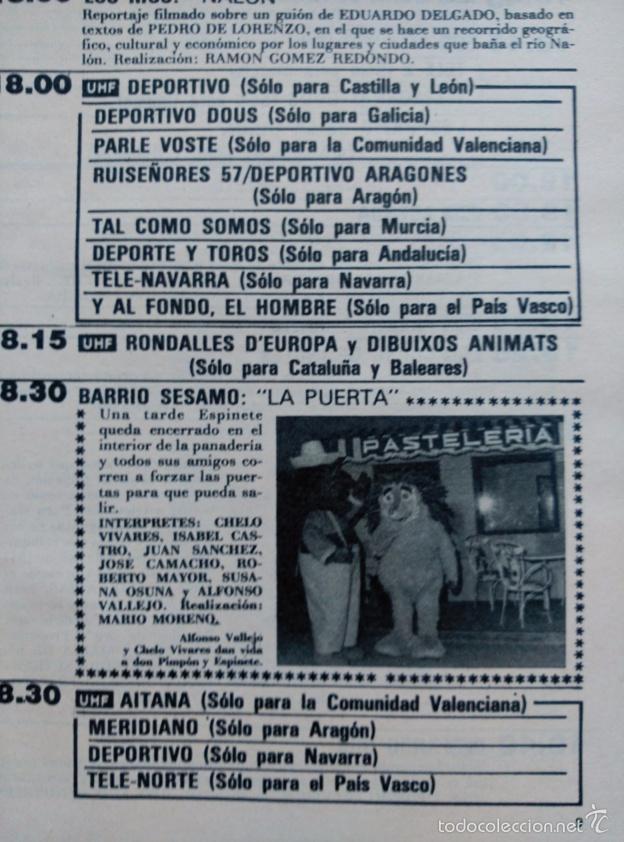 Coleccionismo de Revistas y Peri&oacute;dicos: recorte BARRIO SESAMO ESPINETE CHELO VIVARES DON PIMPON ALFONSO VALLEJO