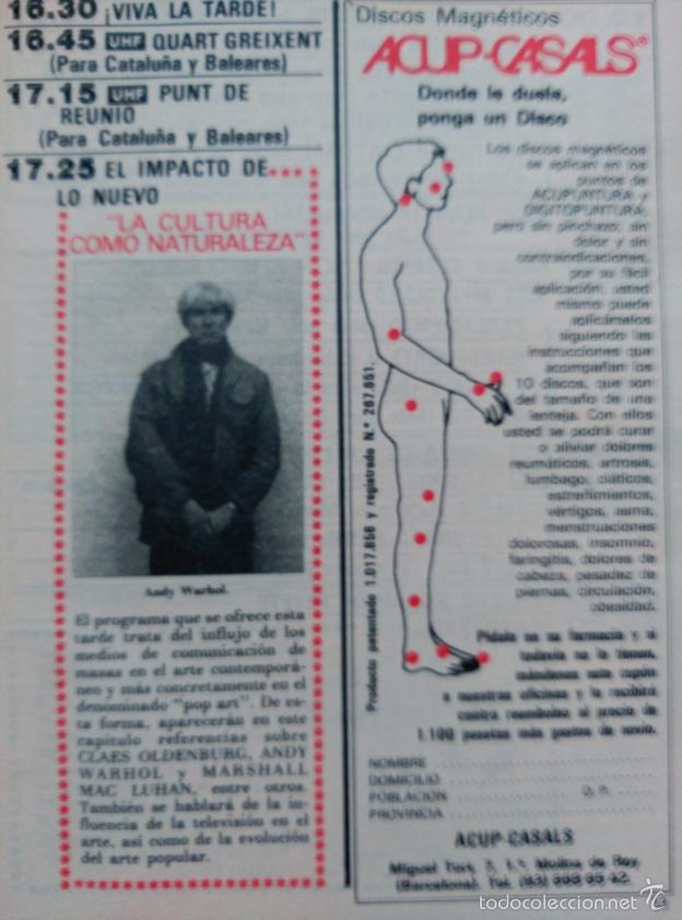 Coleccionismo de Revistas y Peri&oacute;dicos: recorte ANDY WARHOL