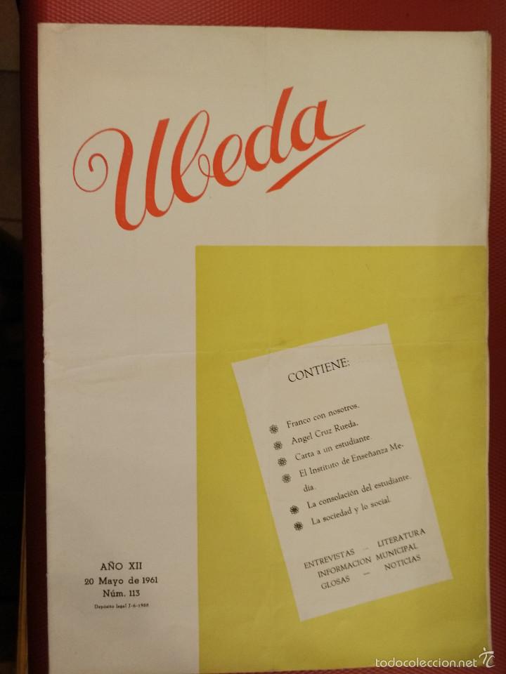 Coleccionismo de Revistas y Peri&oacute;dicos: Ubeda A&ntilde;o XII, 20 mayo de 1961 Angel Cruz Rueda, entrevistas, etc,