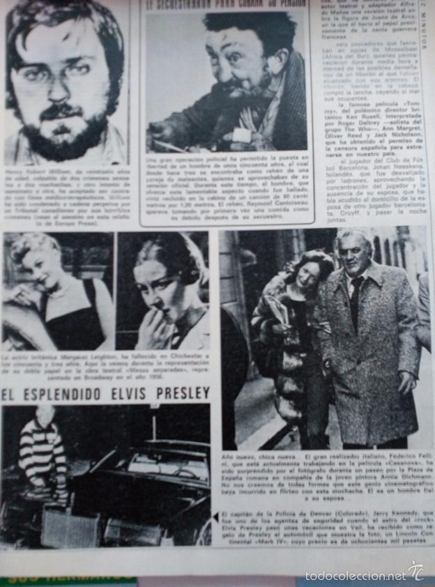 Coleccionismo de Revistas y Peri&oacute;dicos: recorte FEDERICO FELLINI MARGARET LEIGHTON