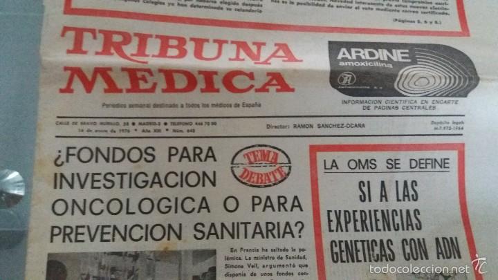 Coleccionismo de Revistas y Peri&oacute;dicos: Peri&oacute;dico TRIBUNA MEDICA N&deg; 643 periodico de medicina DESTINADO A LOS M&Eacute;DICOS DE ESPA&Ntilde;A A&Ntilde;O 1976