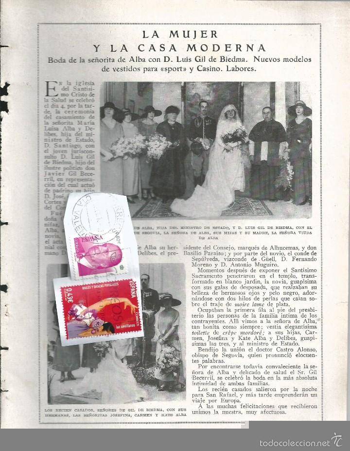 Coleccionismo de revistas y peri&oacute;dicos: BYN ABR 1923.N&ordm; 1665. BODA Srta de Alba con Luis Gil de Biezma. Obispo de Segovia.Trajes sport
