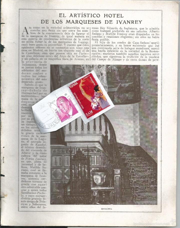 Collectionnisme de Revues et Journaux: BYN ABR 1923.N&ordm; 1666. REPORTAJE ARTISTICO HOTEL MARQUESES DE IVANREY ARANZO SALAMANCA. 4 PAG