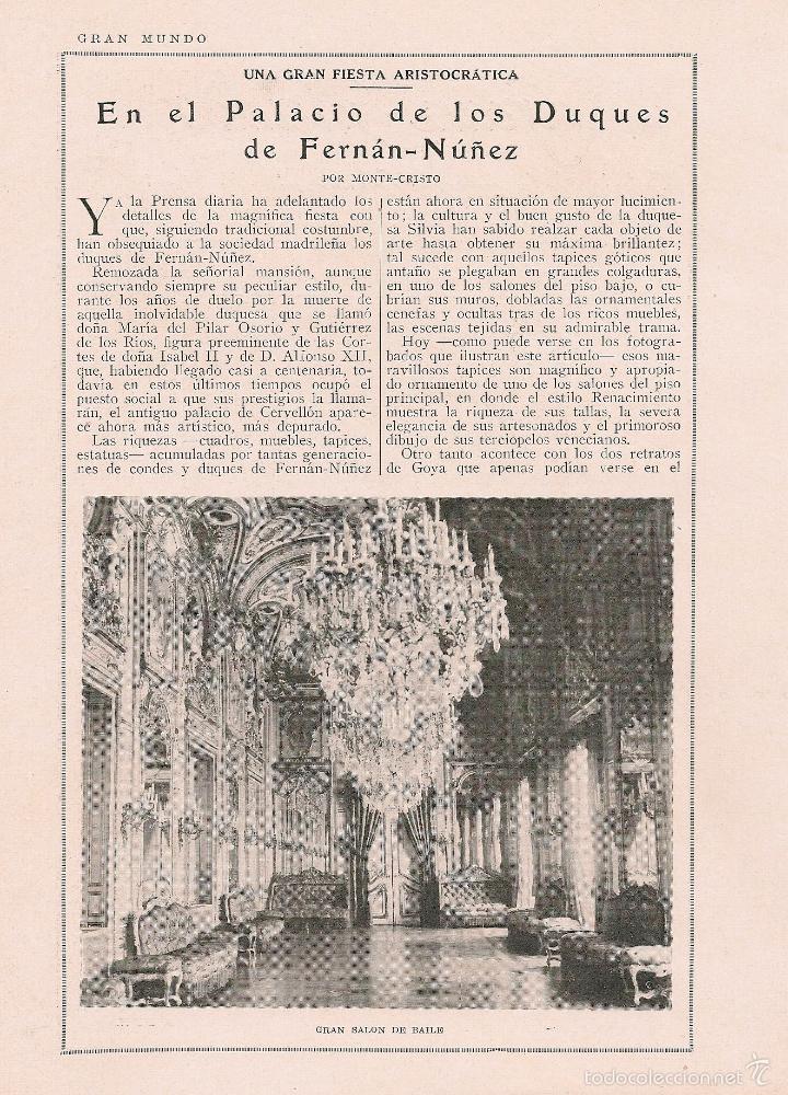 Coleccionismo de revistas y peri&oacute;dicos: Fiesta aristocr&aacute;tica en el palacio de los duques de Fern&aacute;n- N&uacute;&ntilde;ez / Monte-Cristo - 1925