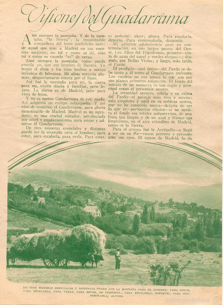 Collezionismo di Riviste e Giornali: Visiones de Guadarrama / E. De los R. , fotos Espiga - 1935