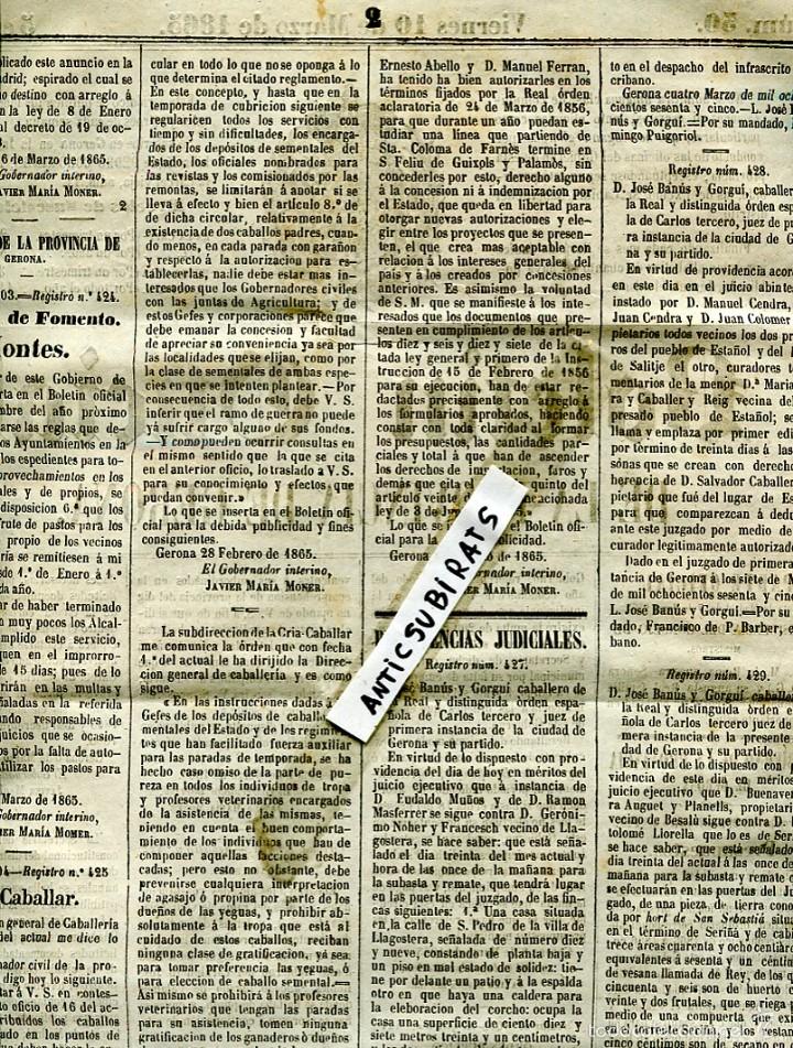 Collection Magazines and Newspapers: BOLETIN A&Ntilde;O 1865 FERROCARRIL  ERNESTO ABELLO SANTA COLOMA DE FARNES SANT FELIU DE GUIXOLS PALAMOS