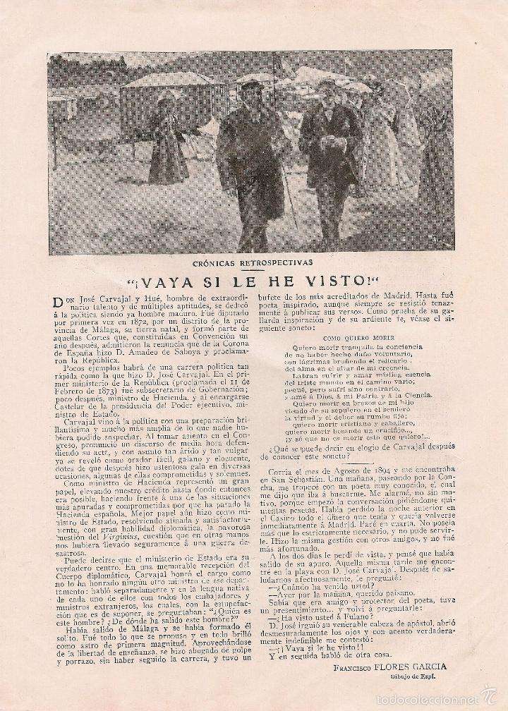 Coleccionismo de revistas y peri&oacute;dicos: * JOS&Eacute; CARVAJAL Y HUE * &iexcl; Vaya si le he visto! / Francisco Flores Garc&iacute;a -1914