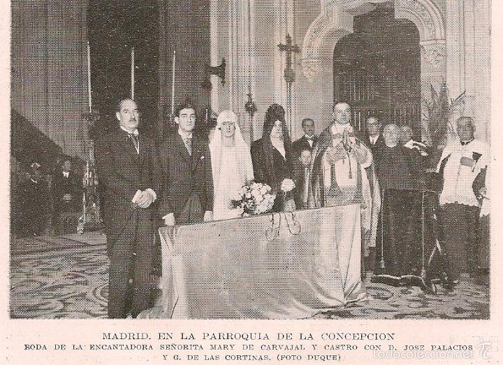 Coleccionismo de revistas y peri&oacute;dicos: * BODA * Enlace Srta. Mary de Carvajal y Castro - Jos&eacute; Palacios y G. de las Cortinas -1927