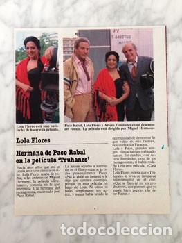 Coleccionismo de revistas y peri&oacute;dicos: RECORTE - LOLA FLORES (TRUHANES) - 1983