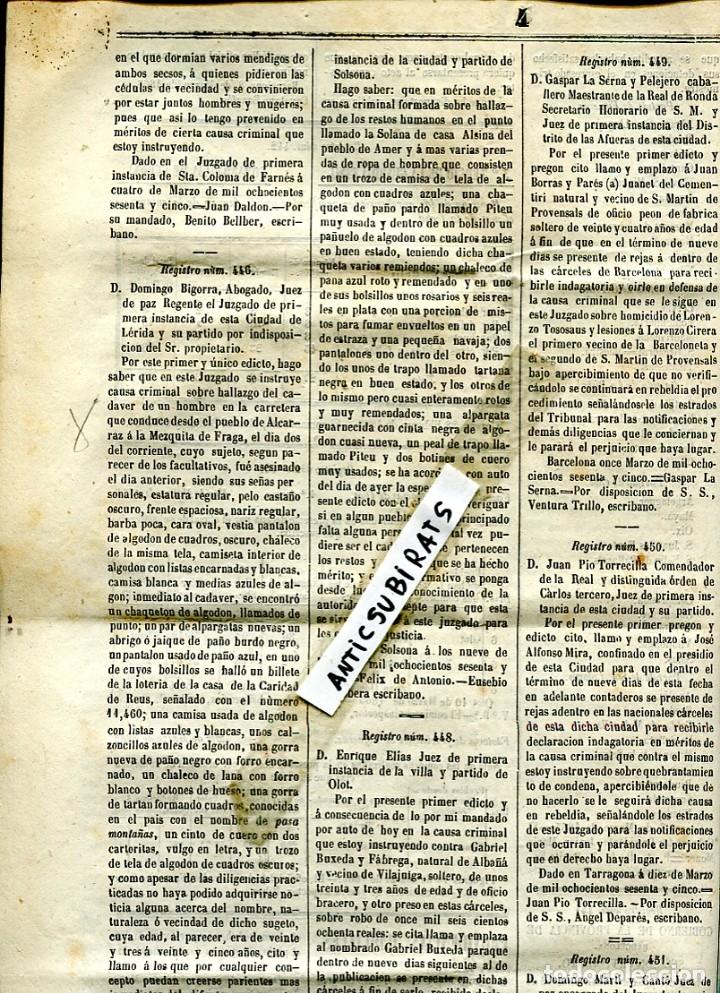 Collezionismo di Riviste e Giornali: BOLETIN A&Ntilde;O 1865 CADAVER ENCONTRADO EN TRE ALCARAZ Y MEZQUITA DE FRAGA