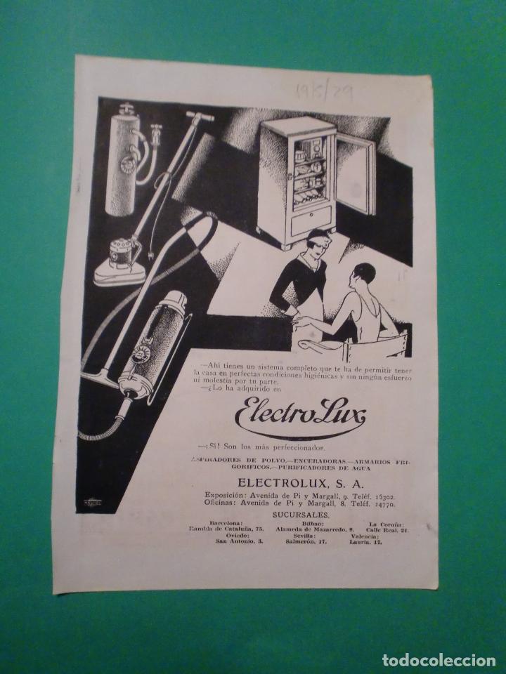 Colecionismo de Revistas e Jornais: HOJA SUELTA ORIGINAL ASPIRADORES ELECTROLUX - FLIT - L.T. PIVER PARIS 19/5/1929