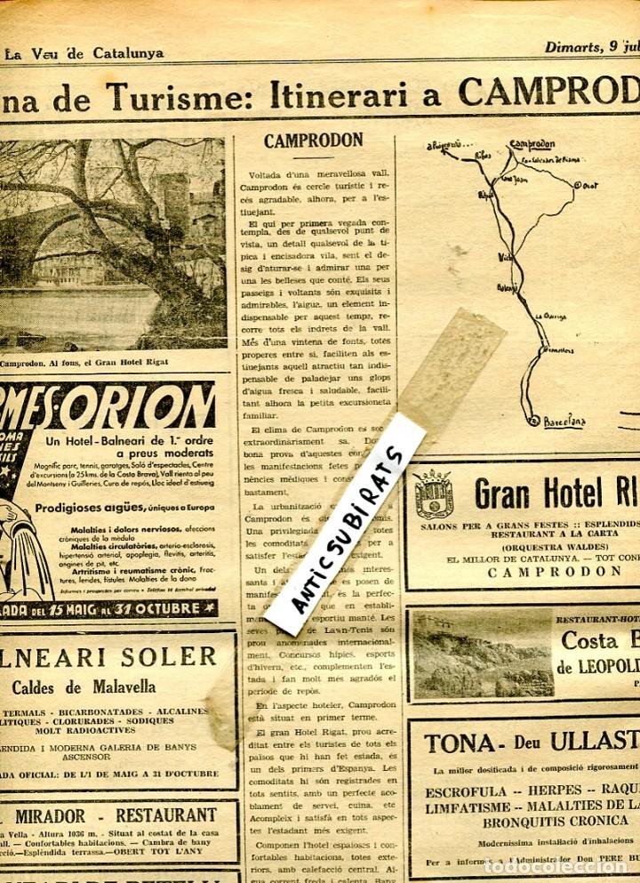 Coleccionismo de Revistas y Peri&oacute;dicos: DIARI 1935 HOTEL RIGAT DE CAMPRODON BOXEO LLOVERA ATLETISME FEMENI ATLETISMO FEMENINO ANNA TUGAS