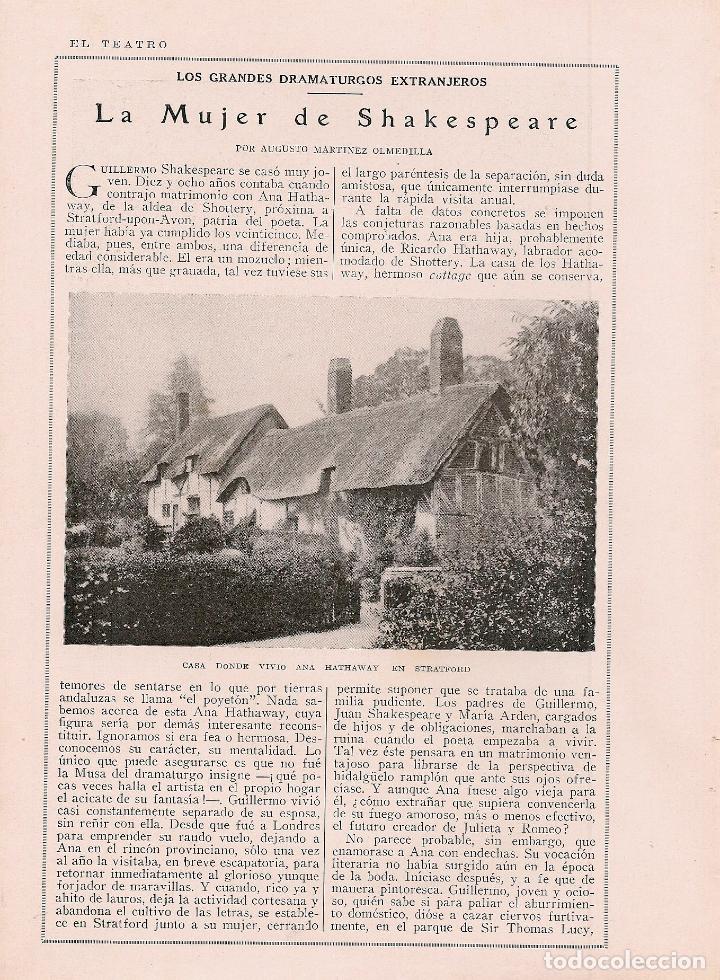 Coleccionismo de Revistas y Peri&oacute;dicos: La mujer de Shakespeare / Augusto Mart&iacute;nez Olmedilla - 1925