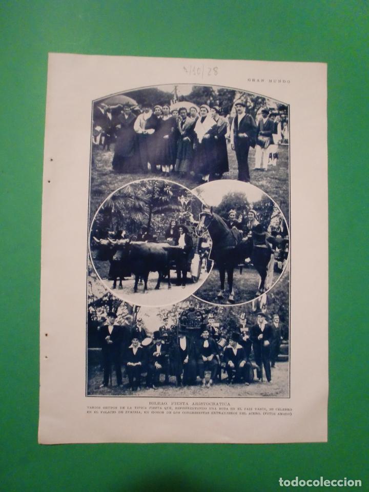 Colecionismo de Revistas e Jornais: HOJA SUELTA ORIGINAL BILBAO FIESTA ARISTOCRATICA  PALACIO DE ZUBIRIA - 7/10/1928
