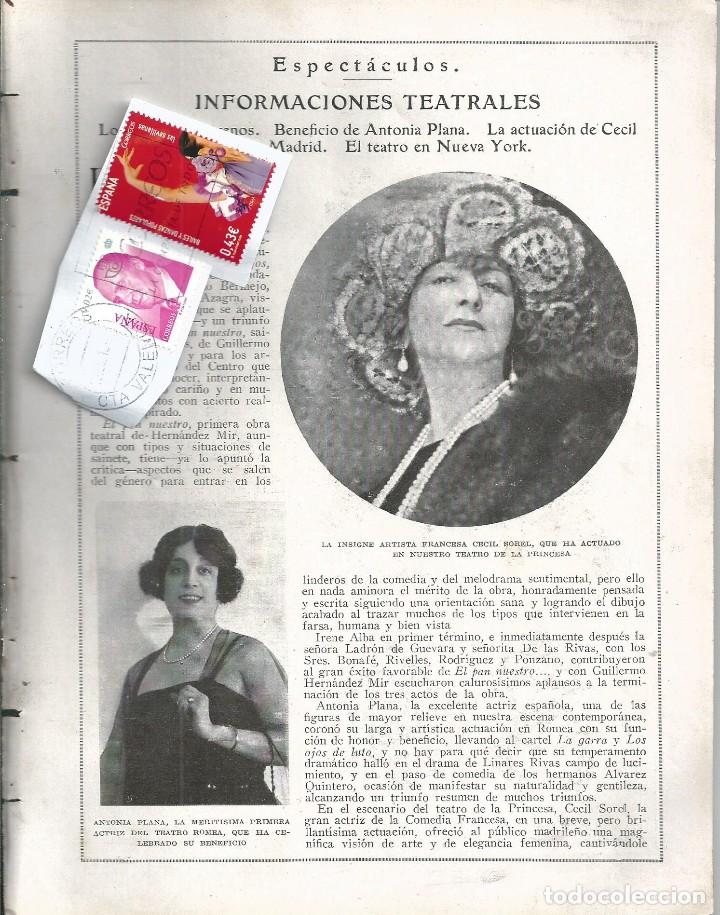 Collectionnisme de Revues et Journaux: BYN MAY 1923.N&ordm; 1669. TEATRO ACTRICES CECIL SOREL. ANTONIA PLANA. GUILLERMO HERNANDEZ MIR
