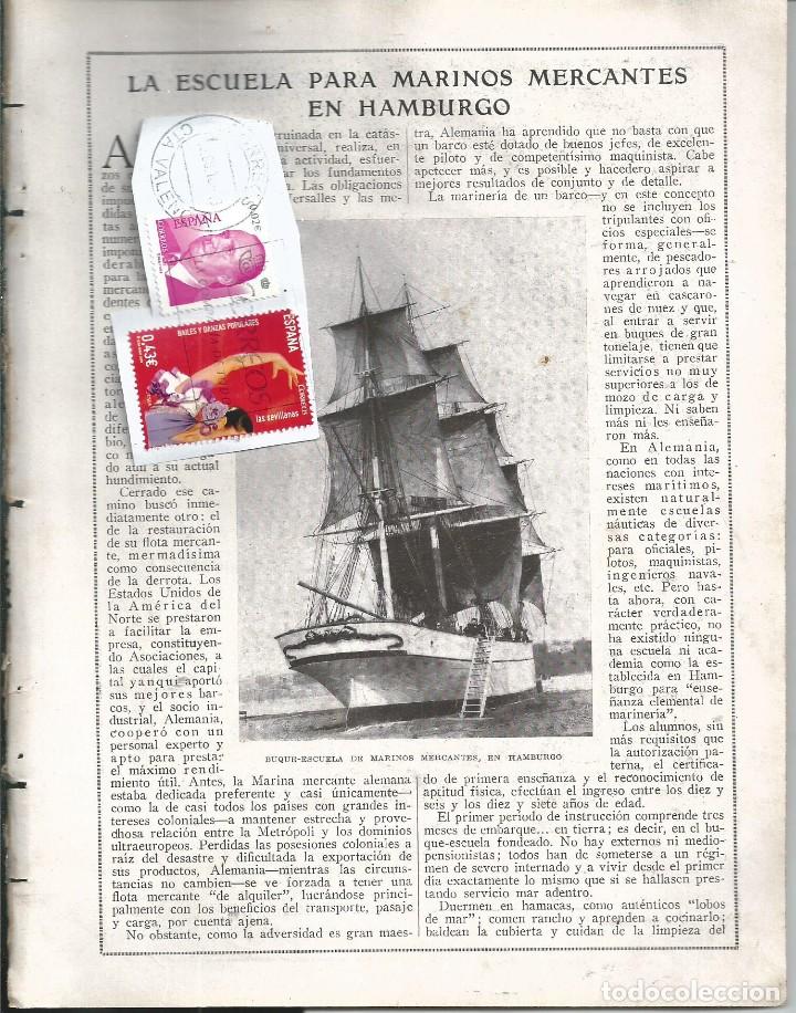 Collectionnisme de Revues et Journaux: BYN MAY 1923.N&ordm; 1670.ESCUELA MARINOS MERCANTES HAMBURGO 4 PAG M. WEIFS