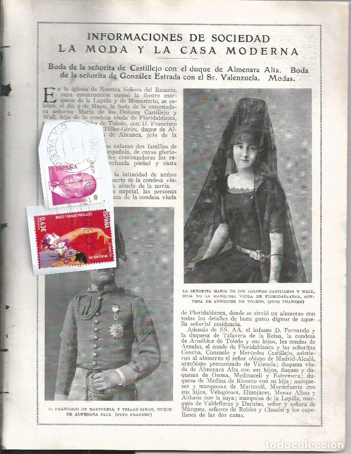 Collezionismo di Riviste e Giornali: BYN MAY 1923.N&ordm; 1670. BODA Srta M. DOLORES  Y WALL CASTILLEJO CON DUQUE DE ALMENARA 4 PAGINAS  VELOS