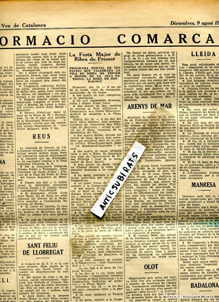 Coleccionismo de revistas y peri&oacute;dicos: DIARI 1935 FESTA MAJOR DE RIBES DE FRESER CARDEDEU OLOT SANT FELIU DE LLOBREGAT MANRESA REUS