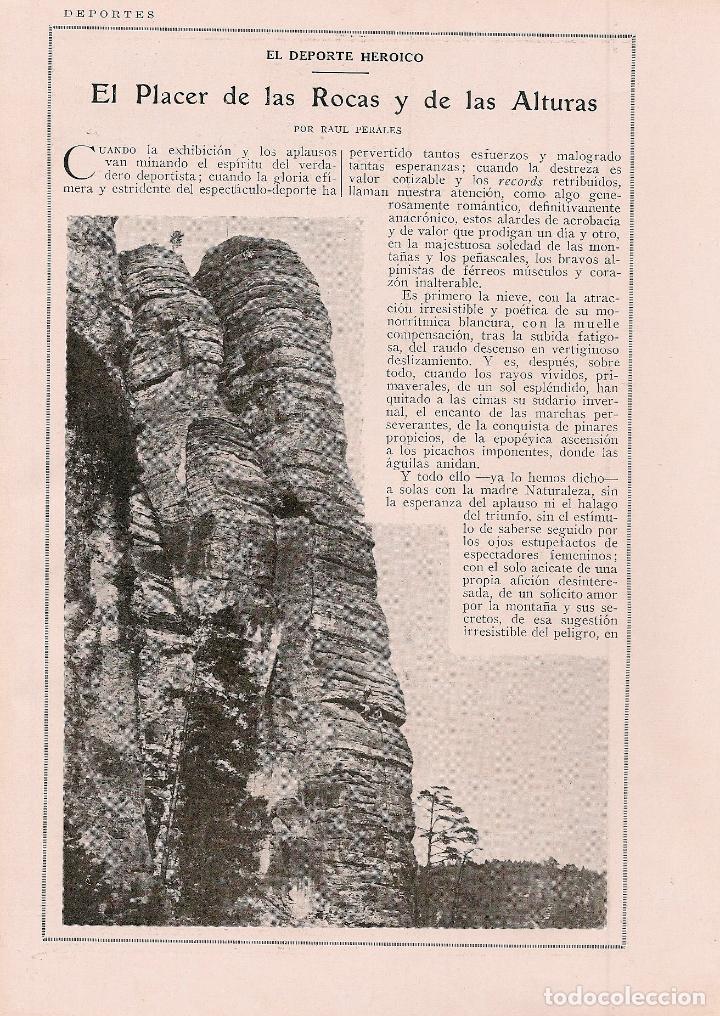 Coleccionismo de revistas y peri&oacute;dicos: * ALPINISMO * El placer de las rocas y las alturas  - 1925