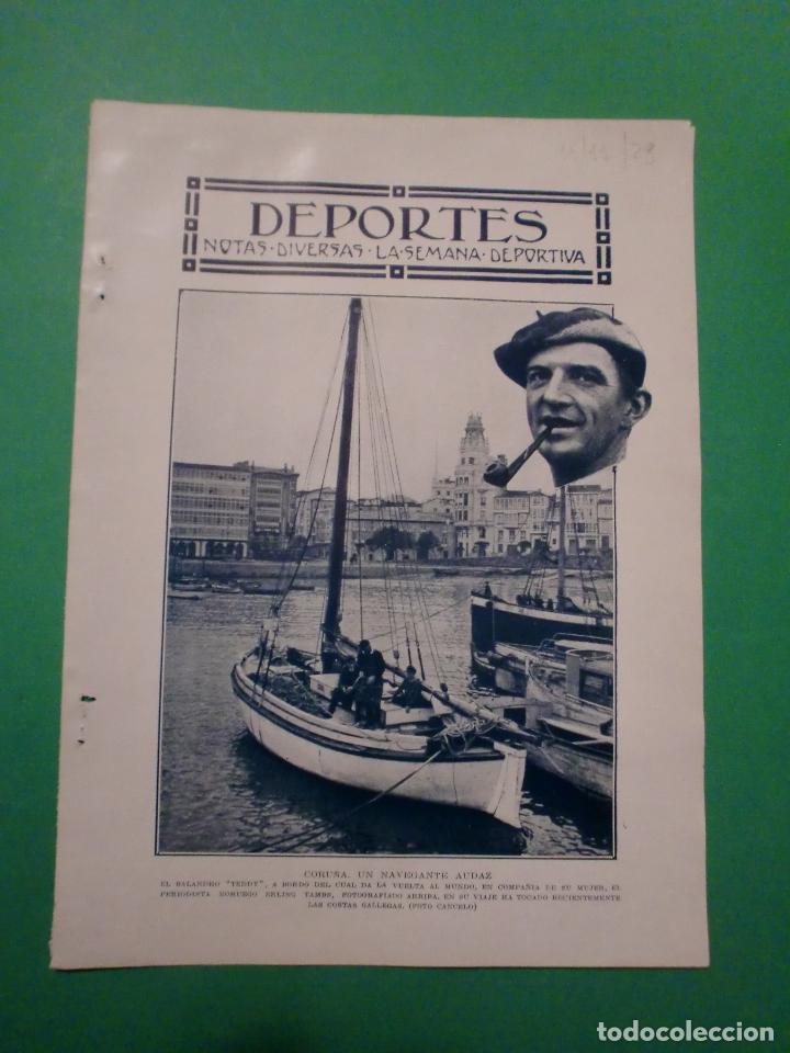 Colecionismo de Revistas e Jornais: PUERTO CORU&Ntilde;A UN NAVEGANTE AUDAZ ERLING TAMBSCON EL BALANDRO TEDDY - 11/11/1928