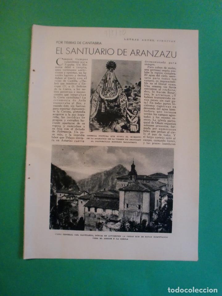 Colecionismo de Revistas e Jornais: POR TIERRAS DE CANTABRIA - EL SANTUARIO DE ARANZAZU - FOTOS LOPEZ BEAUBE 9/3/1930