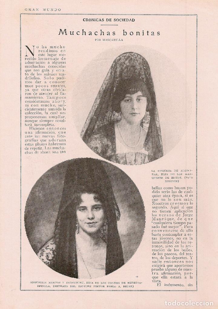 Coleccionismo de Revistas y Peri&oacute;dicos: Muchachas bonitas: Angustias Martos y Zabalburu, duquesa de Algeciras,  - 1925