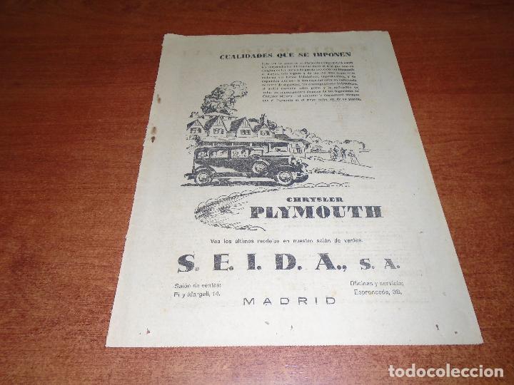 Coleccionismo de Revistas y Peri&oacute;dicos: RECORTE DE PRENSA 1931: PUBLICIDAD AUTOMOVIL CHRYSLER PLYMOUTH