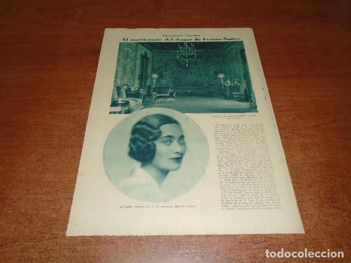 Collezionismo di Riviste e Giornali: RECORTE DE PRENSA 1931: EL MATRIMONIO DEL DUQUE FERN&Aacute;N-NU&Ntilde;EZ