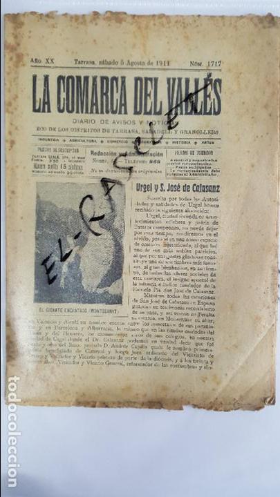 Collection Magazines and Newspapers: ANTIGUO  PERIODICO  LA COMARCA  DEL  VALLES   A&Ntilde;O  XX   TARRASA  5- 8 - 1911   -  N&ordm;  1717  -