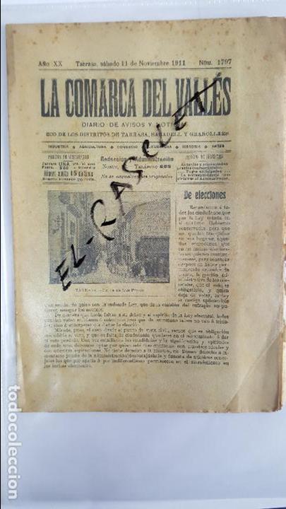 Collection Magazines and Newspapers: ANTIGUO  PERIODICO  LA COMARCA  DEL  VALLES   A&Ntilde;O  XX   TARRASA  11 - 11 - 1911   -  N&ordm;  1797  -