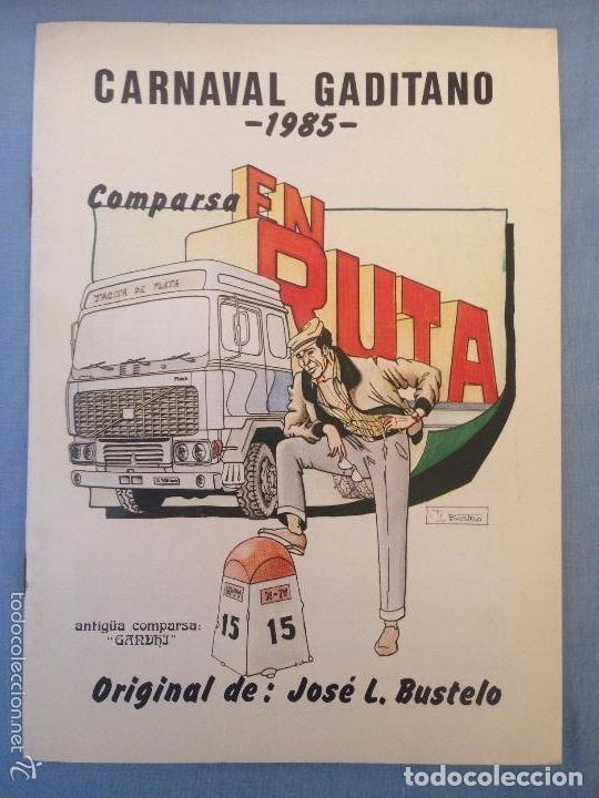 Coleccionismo de Revistas y Peri&oacute;dicos: ANTIGUO LIBRETO CARNAVAL CADIZ GADITANO 1985 - COMPARSA EN RUTA