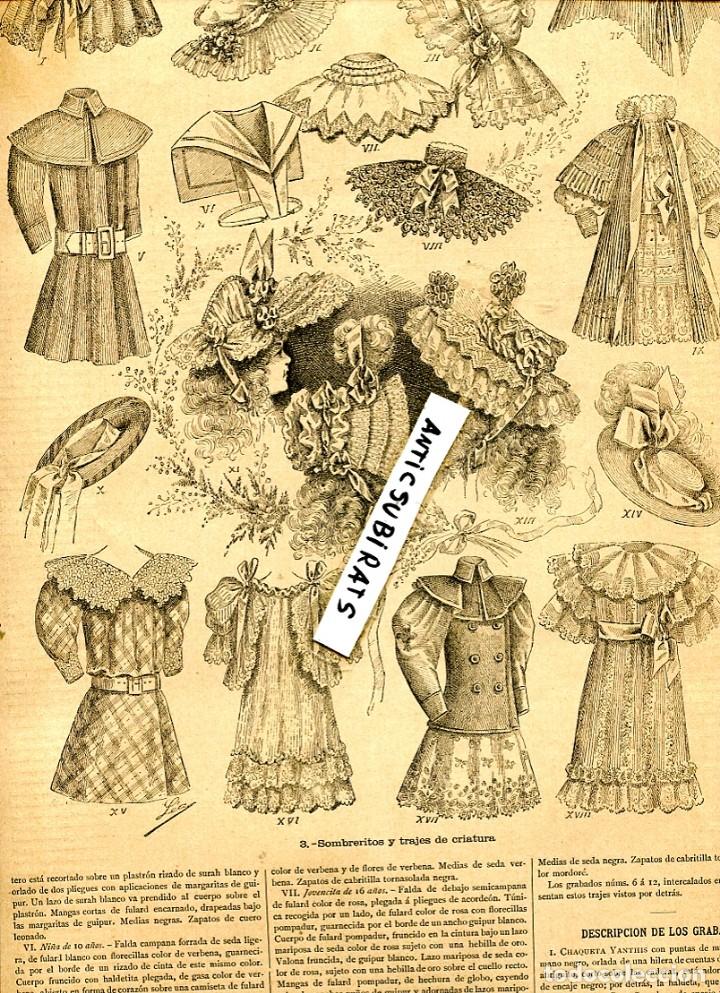 Coleccionismo de revistas y peri&oacute;dicos: REVISTA A&Ntilde;O 1894 LA MODA INFANTIL DEL SIGLO XIX NI&Ntilde;OS NI&Ntilde;AS SOMBREROS
