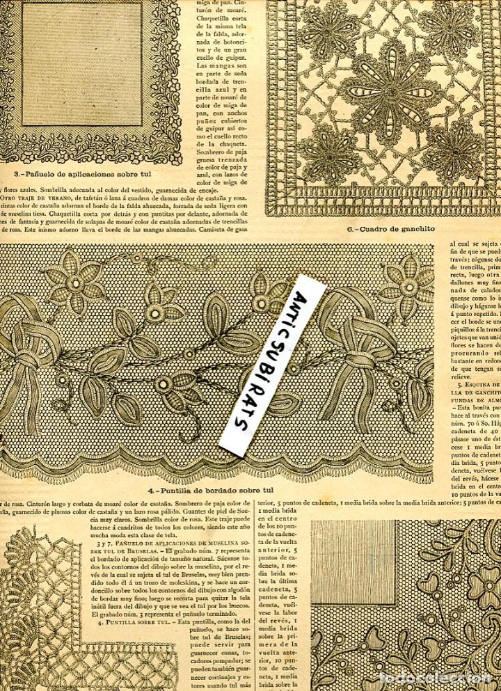 Coleccionismo de Revistas y Peri&oacute;dicos: REVISTA A&Ntilde;O 1894 BORDADO TUL PA&Ntilde;UELO GANCHITO GANCHILLO PA&Ntilde;UELO CUERPO DJELMA DINARD MANTELETA