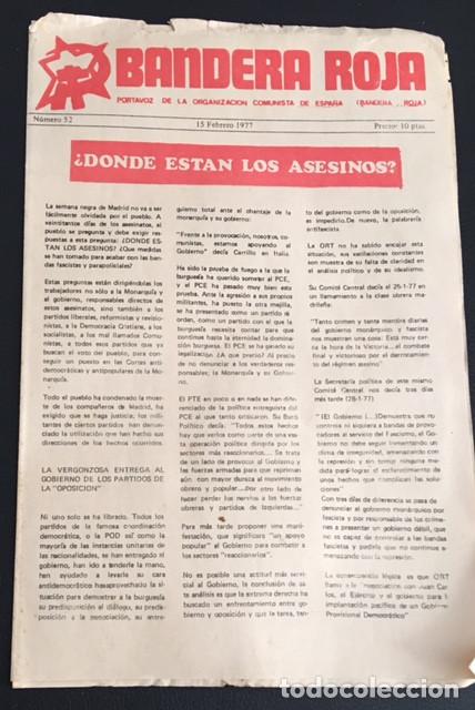 Coleccionismo de revistas y peri&oacute;dicos: revista boletin bandera roja portavoz de la organizacion comunista de espa&ntilde;a n&ordm; 52 febrero 1977