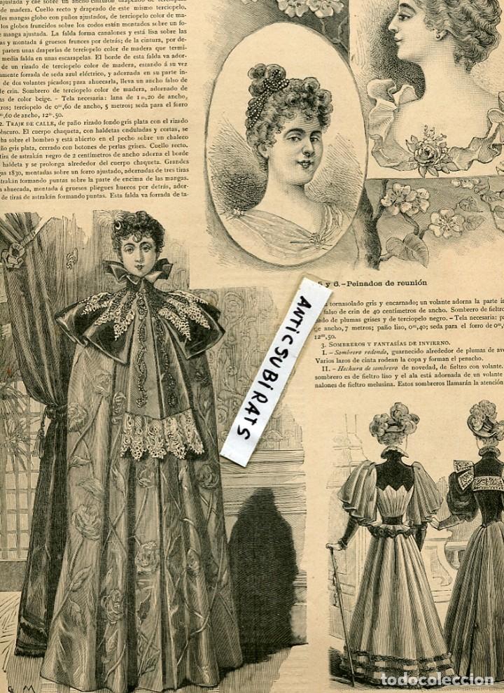 Sammeln von Zeitschriften und Zeitungen: REVISTA A&Ntilde;O 1894 VESTIDOS ANTIGUOS TRAJES MODA DEL SIGLO XIX ABRIGO DE SALIDA AL TEATRO