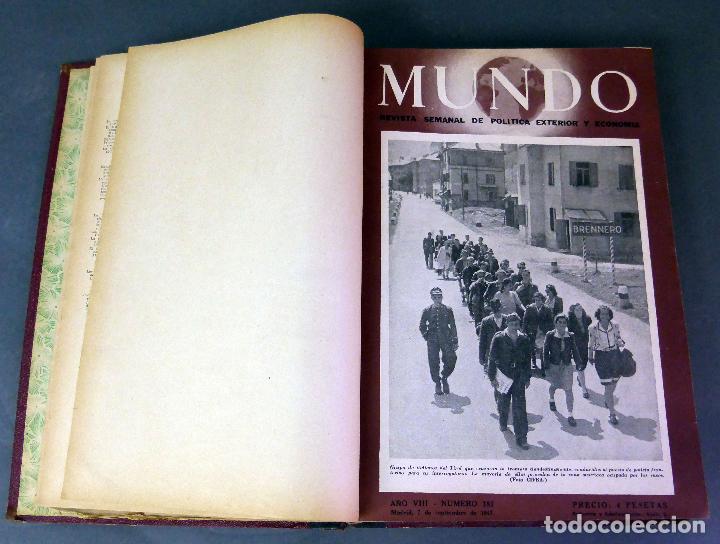 Coleccionismo de revistas y peri&oacute;dicos: Mundo Revista Semanal Pol&iacute;tica Exterior y Econom&iacute;a Sept - Dic 1947 n&ordm; 383 a 399 encuadernadas