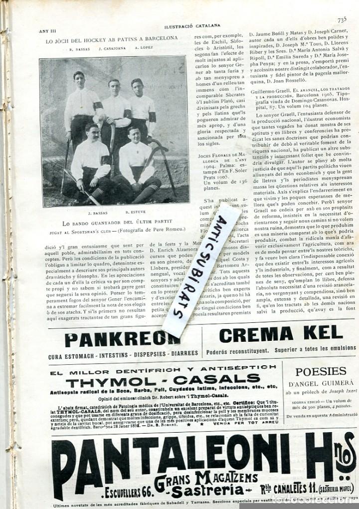 Collezionismo di Riviste e Giornali: REVISTA 1905 JOCKEY HOCKEY PATINES EN BARCELONA BASSAS CASAJOANA LOPEZ ESTEVE FOTOGRAFO PERE ROMEU