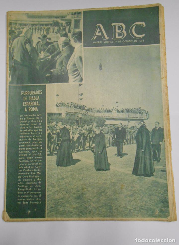Coleccionismo de revistas y peri&oacute;dicos: PERIODICO ABC VIERNES 17 DE OCTUBRE DE 1958. CARDENALES ESPA&Ntilde;OLES A CONCLAVE PAPAL EN ROMA TDKR24