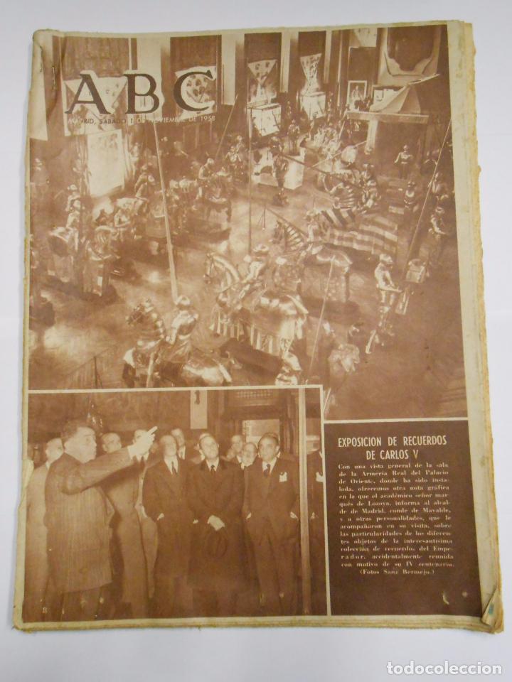 Coleccionismo de revistas y peri&oacute;dicos: PERIODICO ABC SABADO 1 DE NOVIEMBRE DE 1958. EXPOSICION Y RECUERDOS DE CARLOS V. TDKR24